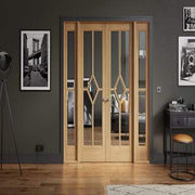 Reims Oak Pre-Finished 14 Glazed Clear Light Panels Interior Room Divider - 2031mm x 1904mm - Doors
