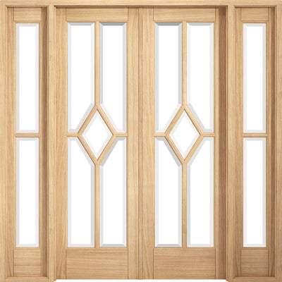 Reims Oak Pre-Finished 14 Glazed Clear Light Panels Interior Room Divider - 2031mm x 1904mm - Doors