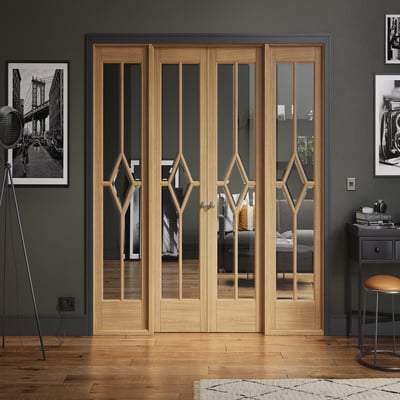 Reims Oak Pre-Finished 20 Glazed Clear Light Panels Interior Room Divider - 2031mm x 2478mm - Doors