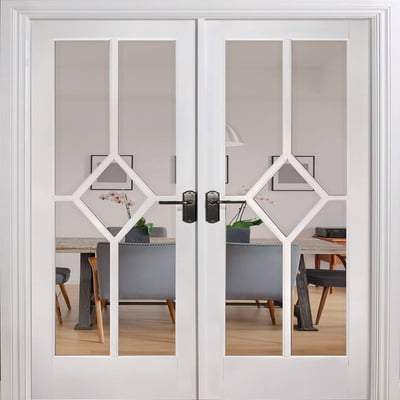 Reims White Primed 10 Glazed Clear Bevelled Light Panels Interior Room Divider - 2031mm - 1246mm - Doors