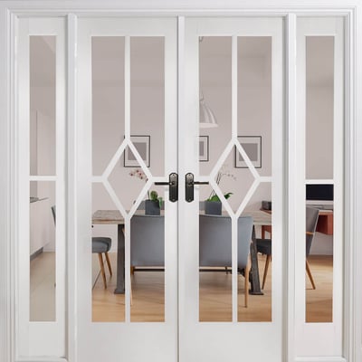 Reims White Primed 14 Glazed Clear Bevelled Light Panels Interior Room Divider - 2031mm - 1904mm - Doors