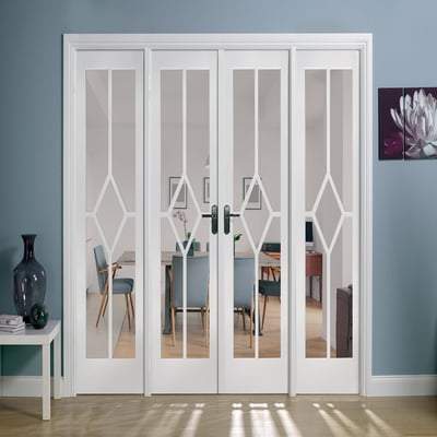 Reims White Primed 20 Glazed Clear Bevelled Light Panels Interior Room Divider - 2031mm - 2478mm - Doors
