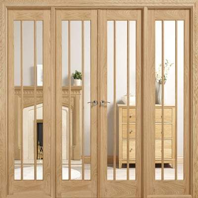 Lincoln Oak Unfinished 12 Glazed Clear Light Panels Interior Room Divider - 2031mm x 2478mm - Doors