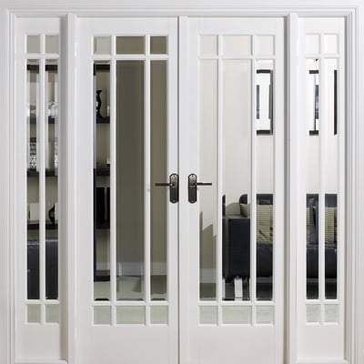 Manhattan White Primed 30 Glazed Clear Bevelled Light Panels Interior Room Divider - 2031mm x 1904mm - Doors