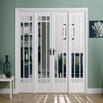 Manhattan White Primed 36 Glazed Clear Bevelled Light Panels Interior Room Divider - 2031mm x 2478mm - Doors