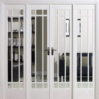 Manhattan White Primed 36 Glazed Clear Bevelled Light Panels Interior Room Divider - 2031mm x 2478mm - Doors