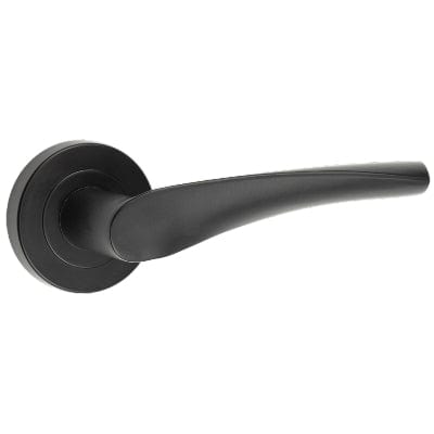 Black door handle on a white background