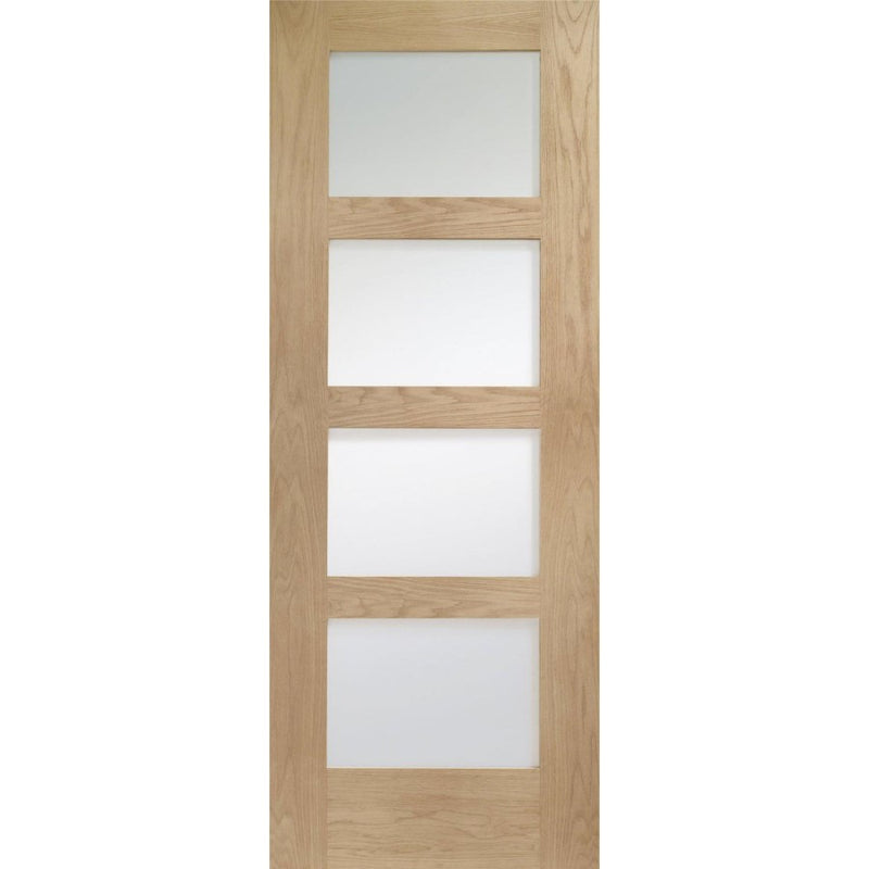 Oak Shaker 4 Frosted Light Panel Un-Finished Internal Door - 1981mm x 838mm - Hardware > Building Materials > Doors > Home Doors Doors