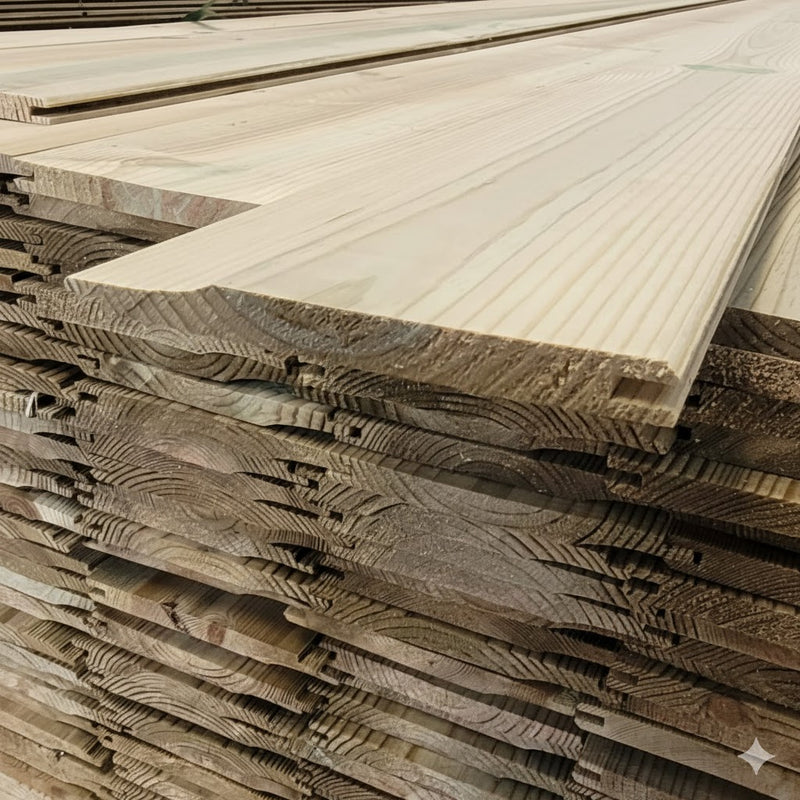 Stack of wooden planks with a natural wood finish