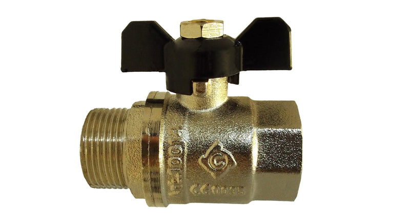 Brass Nickel-Plated Butterfly Valve 1" BSPM-F - Home & Garden > Lawn & Garden Tech Hose & Fittings
