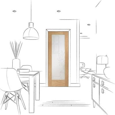 Pattern 10 Pre-Finished Internal Oak Door with Obscure Glass - All Sizes - Hardware > Building Materials > Doors