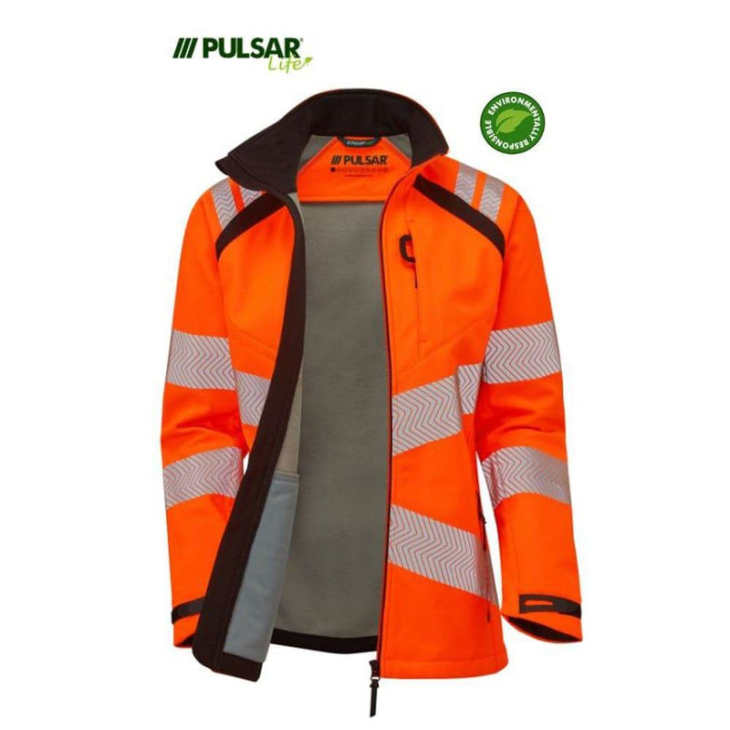 PULSAR® LIFE LFE966 GRS Women's Waterproof Hi-Vis Softshell Jacket Orange - WOMENS HI-VIS CLOTHING