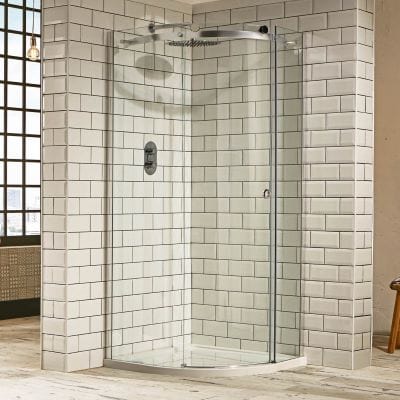 Sphere Curved Quadrant Shower Enclosure w/ Cut-Out Top Panel & 1 Sliding Door - Bathrooms
