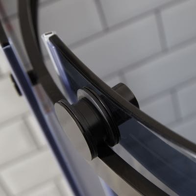 Sphere Curved Quadrant Shower Enclosure, Tinted Glass w/ Cut-Out Top Panel & Sliding Door - Bathrooms