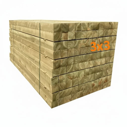 Spruce Treated Fence Posts 75 x 75 x 2400mm (3x3) - £9.25 Each Inc Vat - Hardware > Fencing & Barriers > Fence Posts & Rails > Line Posts Spruce Treated Fence Posts