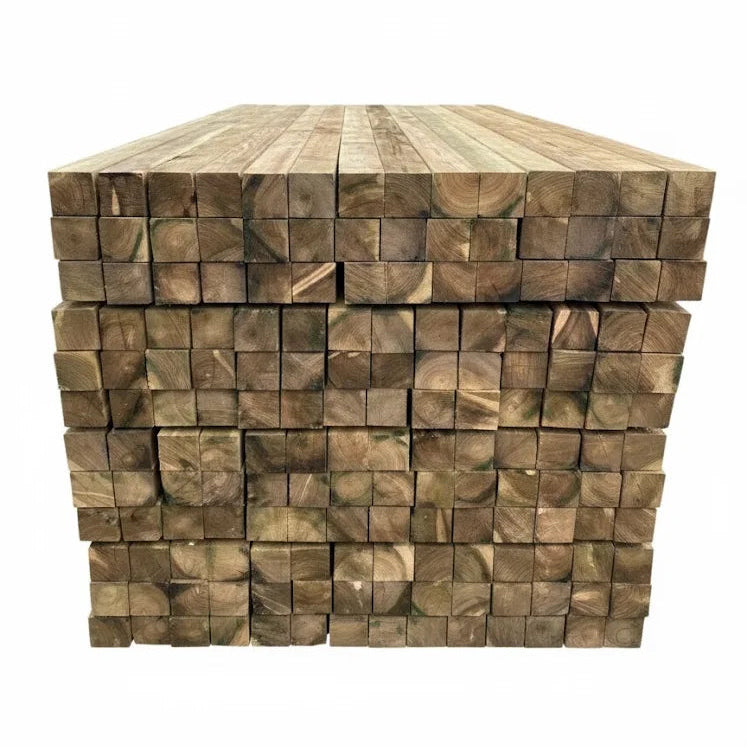 Stack of wooden fence post on Trade In Timber website delivery kent