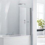 Aquaglass 8mm Square Bath Screen with 180 Degree Opening - 1500 x 800mm - Bathrooms