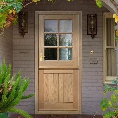 Cottage Stable Oak Unfinished 6 Double Glazed Clear Light Panels External Door - All Sizes - Doors