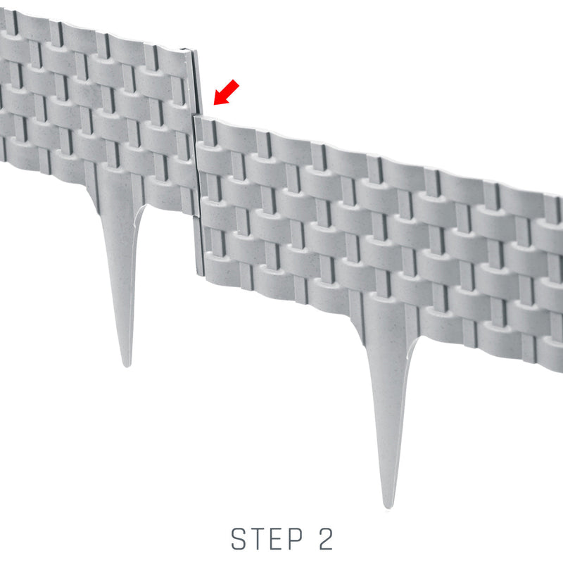 Lawn Edging, Plastic Palisade Rattan Effect, 2.4m, Gray - Home & Garden > Lawn & Garden Garden tools & Accesories