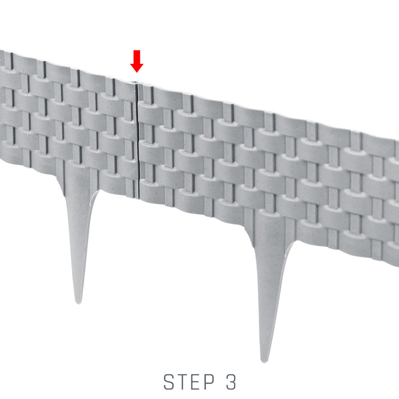 Lawn Edging, Plastic Palisade Rattan Effect, 2.4m, Gray - Home & Garden > Lawn & Garden Garden tools & Accesories