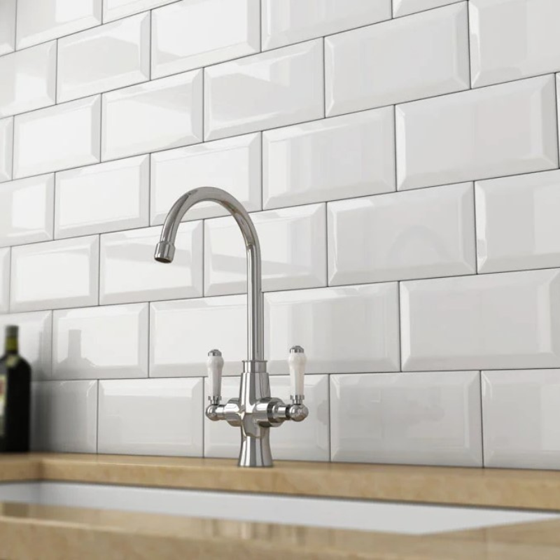 Subway White Bevel Décor - All Sizes - Subway Tiles