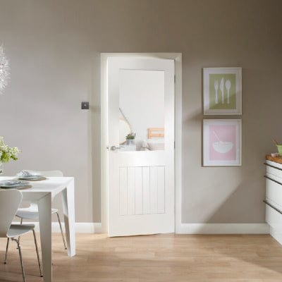 Suffolk Internal White Primed Door with Clear Glass -