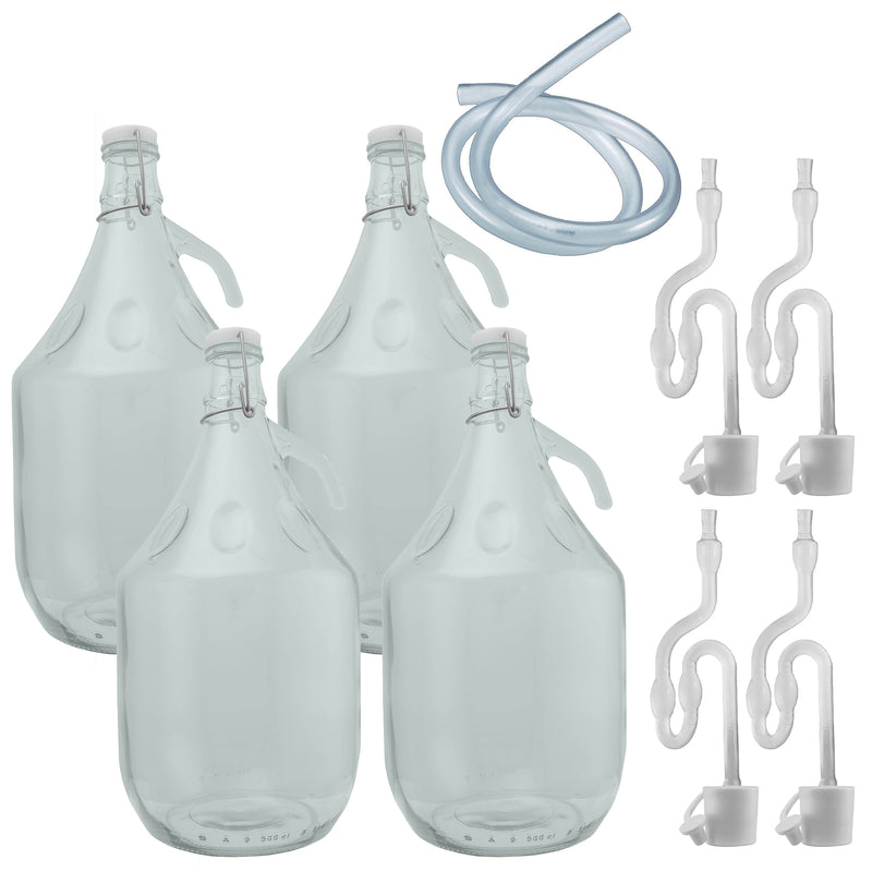 Glass Demijohn 5L 4 Pack Swing Top Cap, Airlock, Bung & Tube - Arts & Entertainment > Hobbies & Creative Arts > Homebrewing & Winemaking Supplies Costwise Home Brewing