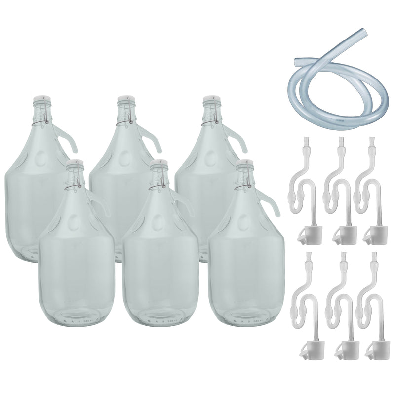 Glass Demijohn 5L 6 Pack Swing Top Cap, Airlock, Bung & Tube - Arts & Entertainment > Hobbies & Creative Arts > Homebrewing & Winemaking Supplies Costwise Home Brewing