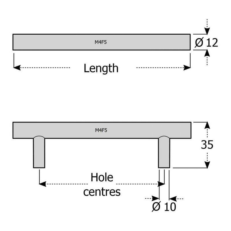 T-Bar Chrome Cupboard Door Cabinet Handle Edderton M4TEC F5 - Hardware > Hardware Accessories > Cabinet Hardware > Cabinet Knobs & Handles Cabinet Knobs & Handles