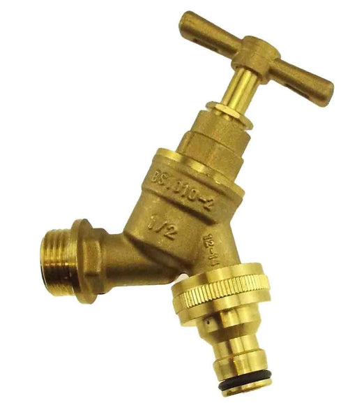 Garden Bib Brass 3/4" BSPM Inlet + Snap-On Male - Home & Garden > Lawn & Garden Garden watering
