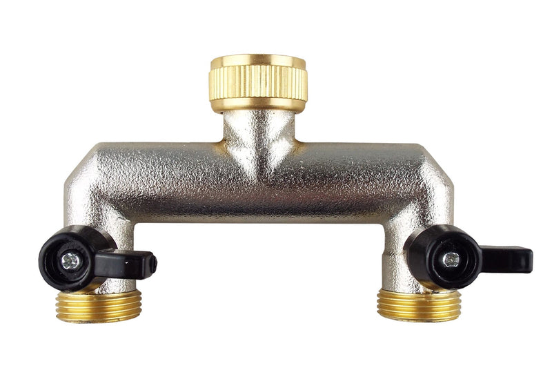 Two Way Tap Splitter Brass 3/4" BSP - Home & Garden > Lawn & Garden > Watering & Irrigation > Garden Hose Fittings & Valves > Garden Hose Valves Garden watering