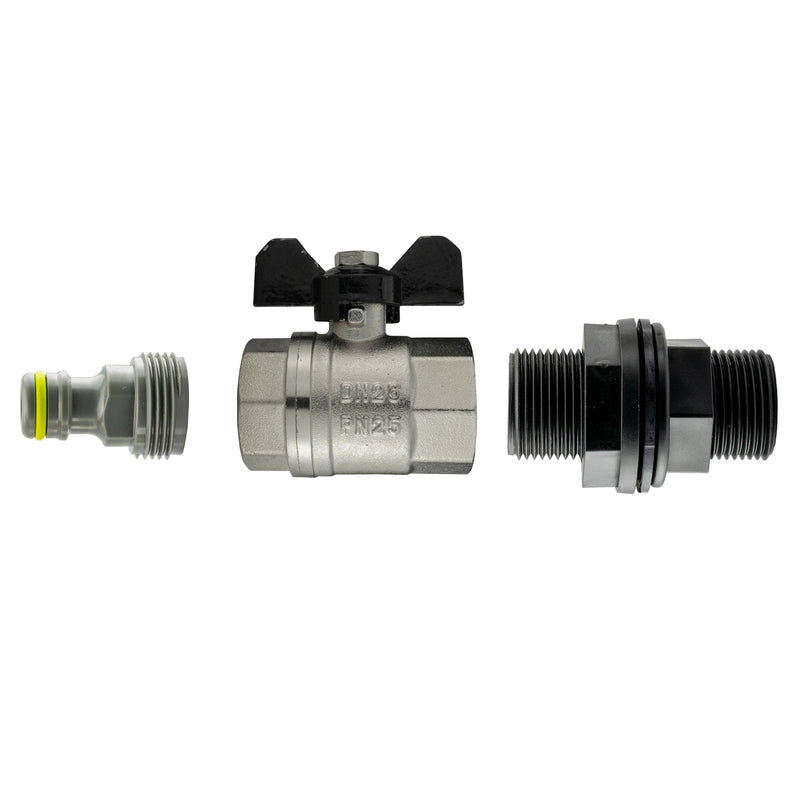 Water Butt Kit 1/2” BSP with Metal BSPF Bib Valve and Male Quick Connect Outlet - Garden watering