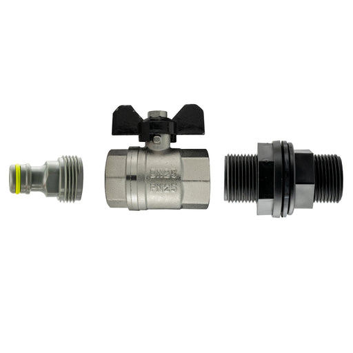 Water Butt Kit 1/2” BSP with Metal BSPF Bib Valve and Male Quick Connect Outlet - Garden watering