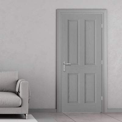 Moulded Textured Grey Pre-Finished 4 Panel Interior Door - All Sizes - Doors