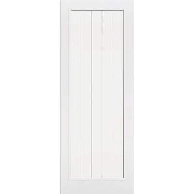 Moulded Textured Vertical White Primed 1 Glazed Clear With Frosted Lines Light Panel - 1981mm x 762mm -