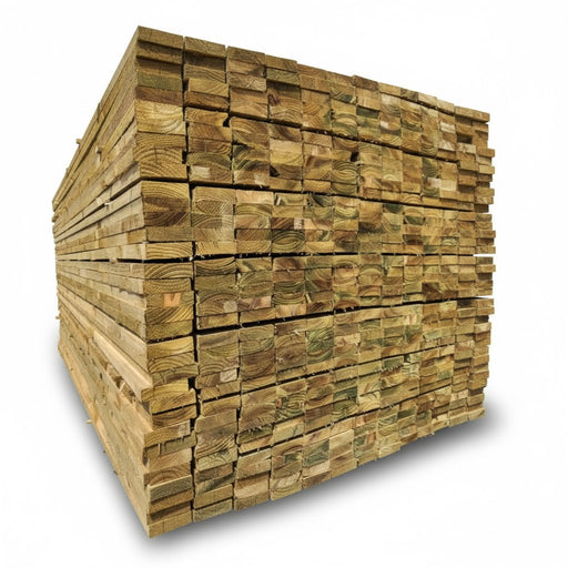 Stack of wooden planks on a white background