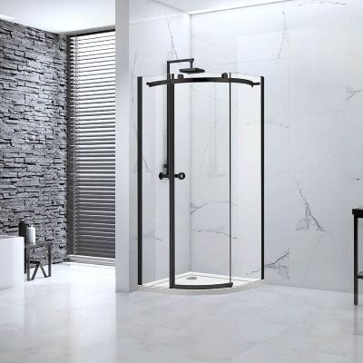 Sphere Black Framed Quadrant Shower Enclosure w/ 1 Door - 900 x 900 x 2075mm - Bathrooms