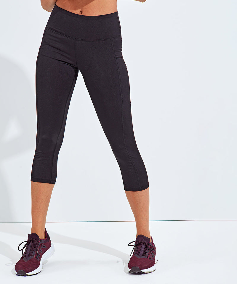 Womens Black Recycled Performance Work Leggings 3/4 Length Sizes XXS to 4XL - Sustainable Workwear Range