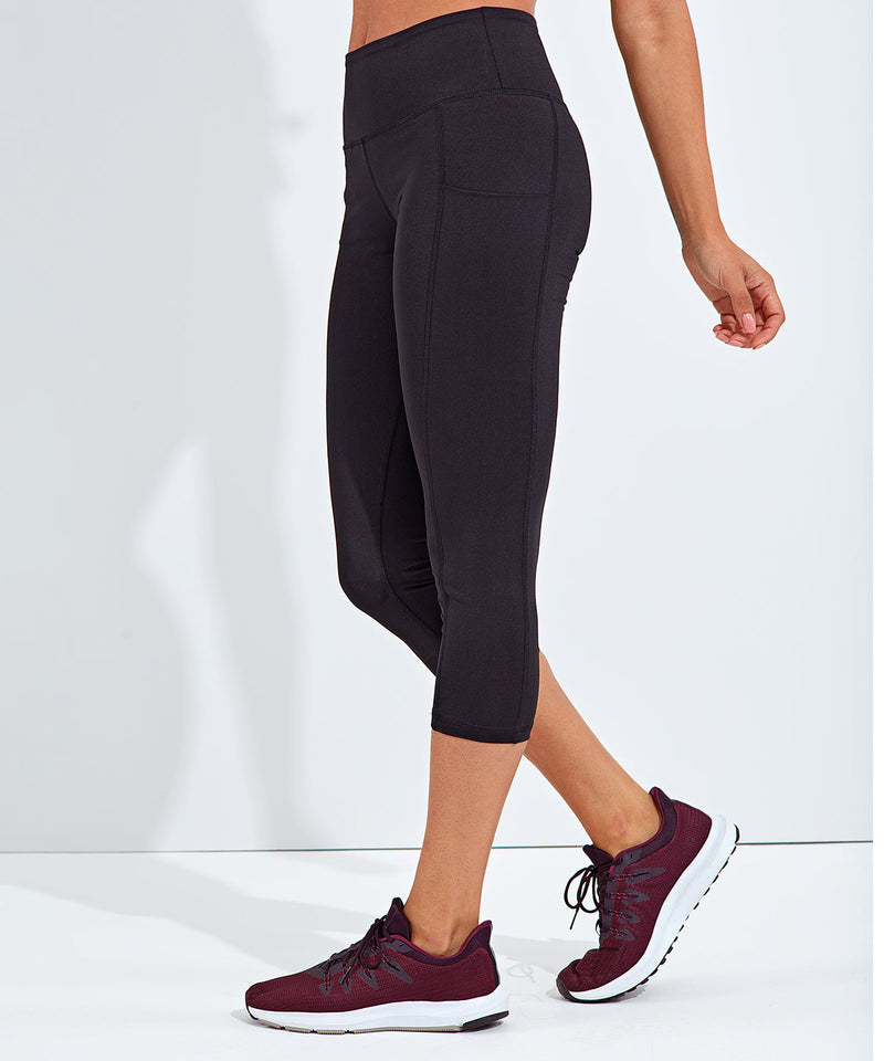 Womens Black Recycled Performance Work Leggings 3/4 Length Sizes XXS to 4XL - Sustainable Workwear Range