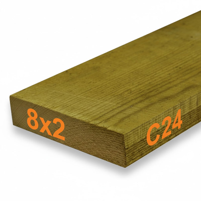 C24 Structural Grade Treated Timber 195 x 47 x 4800mm (8x2) - £22 Inc Vat - Hardware > Building Materials > Lumber & Sheet Stock > Softwood Lumber C24 Structural Grade Treated Timber
