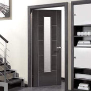Vancouver Dark Grey Laminated 1 Glazed Clear Light Panel Interior Door - 1981mm x 686mm -