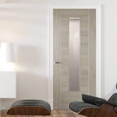 Vancouver Light Grey Laminated 1 Glazed Clear Light Panel Interior Door - 1981mm x 838mm -