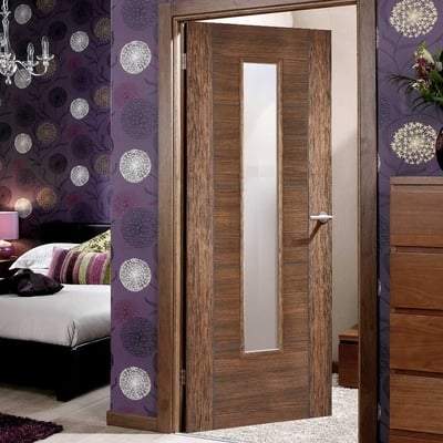 Vancouver Walnut Laminated 1 Glazed Clear Light Panel Interior Door - 1981mm x 762mm -