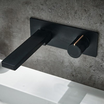 Velar Wall Mounted Black Basin Mixer Tap - Bathrooms