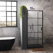 Velar+ Matt Black Hinge Corner Entry Door & Side Panel - 900 x 2000mm - Bathrooms