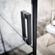 Velar+ Matt Black Hinge Corner Entry Door & Side Panel - 900 x 2000mm - Bathrooms