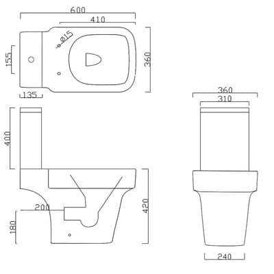 Medici Cistern for Closed Coupled Toilet - Bathrooms