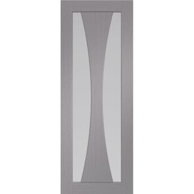 Verona Pre-Finished Internal Light Grey Door with Clear Glass -