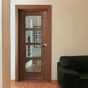 Vancouver Walnut Pre-Finished 4 Glazed Clear Light Panels Interior Door - 1981mm x 610mm -