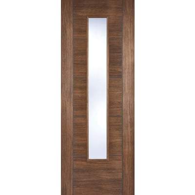 Vancouver Walnut Laminated 1 Glazed Clear Light Panel Interior Door - 1981mm x 686mm -